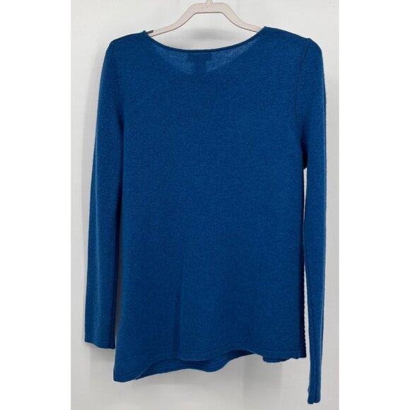 Griffen Cashmere Long Sleeve Sweater Size L Teal Blue Boat Neck Knit Pullover - Picture 4 of 10